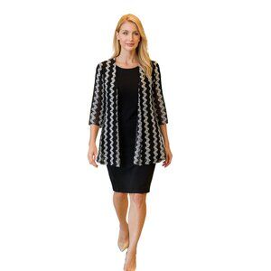 Olivia Blu Black Pullover with Attached Sheer Cardigan – Size M (NWT)